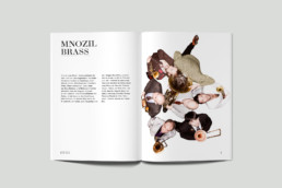 Editorial Design Inhaltsseite Mnozil Brass